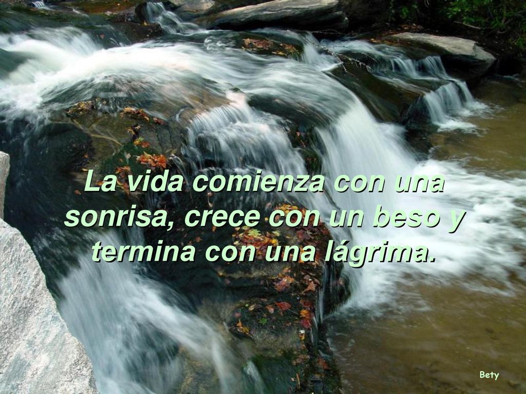 La vida comienza con una sonrisa, crece con un beso y termina con una lágrima.