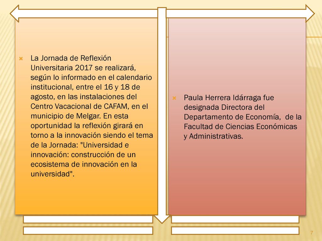 La Jornada de Reflexión Universitaria 2017 se realizará, según lo informado en el calendario institucional, entre el 16 y 18 de agosto, en las instalaciones del Centro Vacacional de CAFAM, en el municipio de Melgar. En esta oportunidad la reflexión girará en torno a la innovación siendo el tema de la Jornada: Universidad e innovación: construcción de un ecosistema de innovación en la universidad .