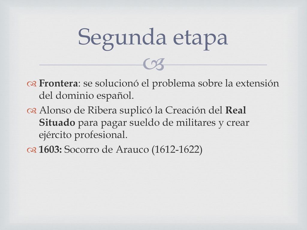 Segunda etapa Frontera: se solucionó el problema sobre la extensión del dominio español.