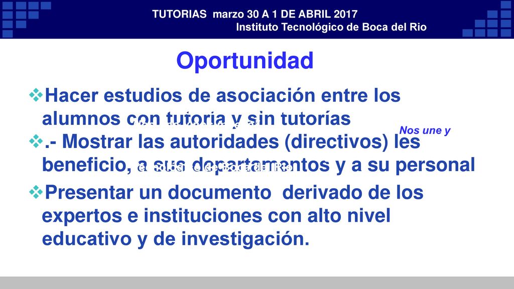 TUTORIAS marzo 30 A 1 DE ABRIL 2017 Instituto Tecnológico de Boca del Rio