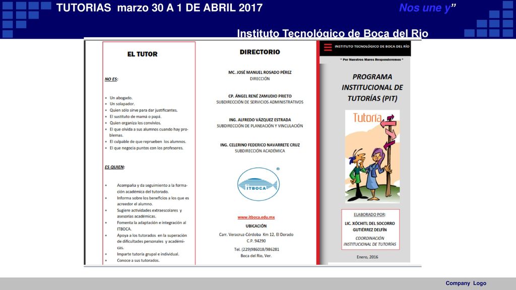 TUTORIAS marzo 30 A 1 DE ABRIL 2017 Nos une y Instituto Tecnológico de Boca del Rio