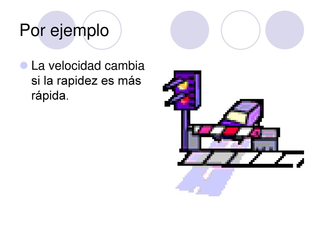 Por ejemplo La velocidad cambia si la rapidez es más rápida.