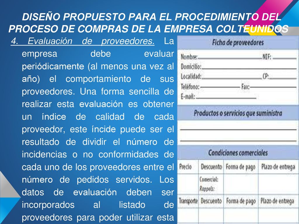DISEÑO PROPUESTO PARA EL PROCEDIMIENTO DEL PROCESO DE COMPRAS DE LA EMPRESA COLTEUNIDOS