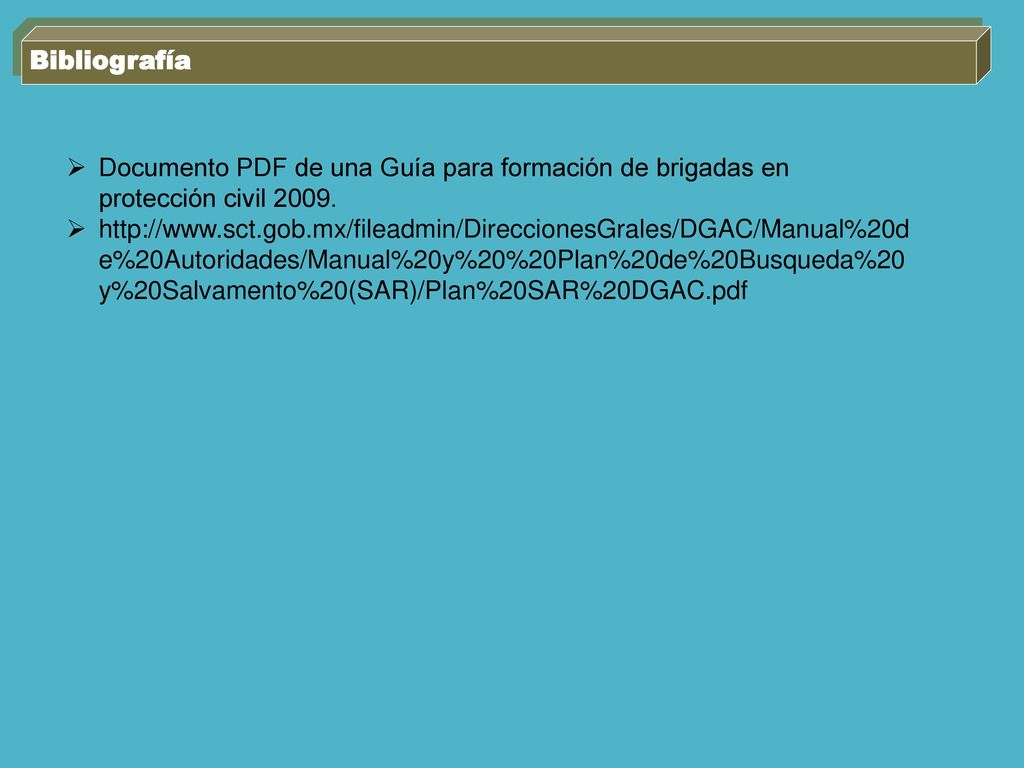 Bibliografía Documento PDF de una Guía para formación de brigadas en protección civil