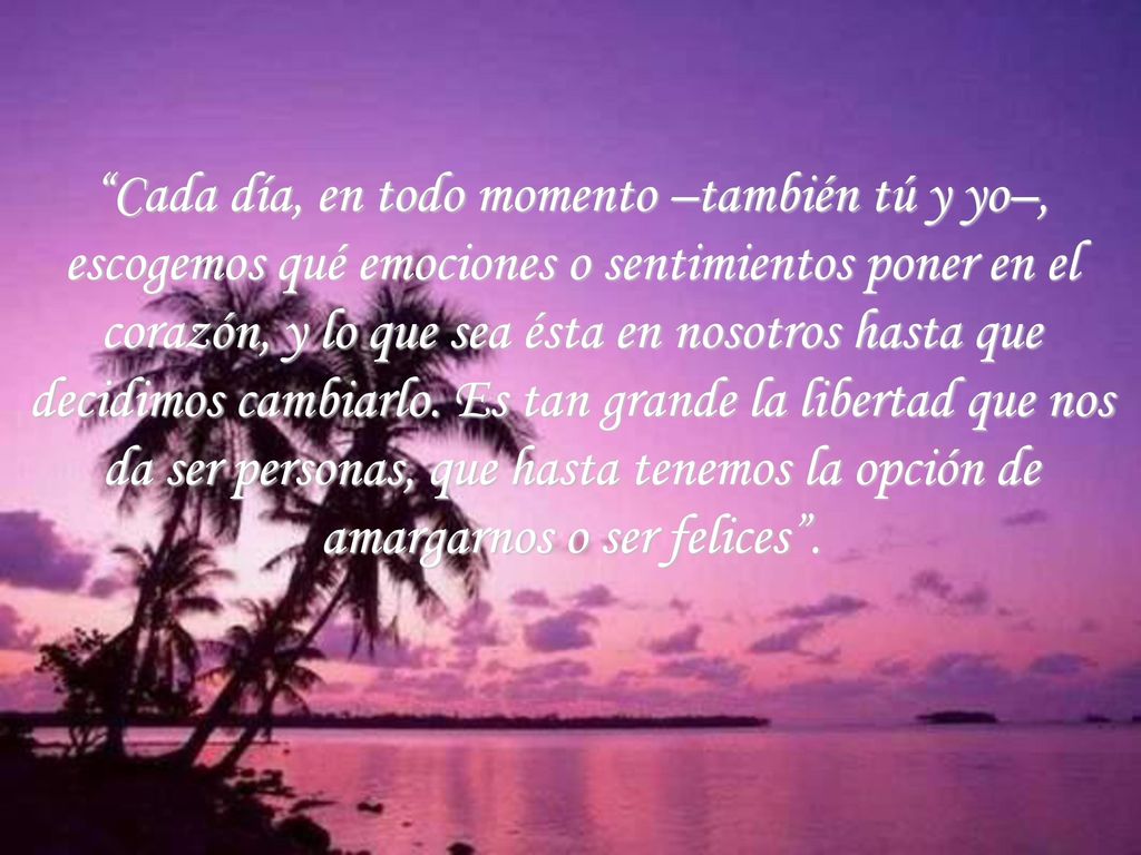 Cada día, en todo momento –también tú y yo–, escogemos qué emociones o sentimientos poner en el corazón, y lo que sea ésta en nosotros hasta que decidimos cambiarlo.