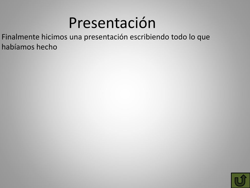Presentación Finalmente hicimos una presentación escribiendo todo lo que habíamos hecho