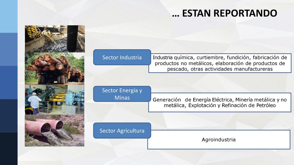 … ESTAN REPORTANDO Sector Industria Sector Energía y Minas