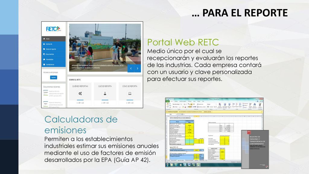 … PARA EL REPORTE Portal Web RETC Calculadoras de emisiones