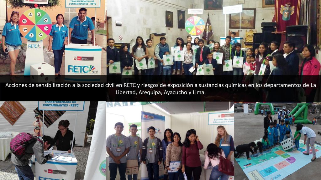Acciones de sensibilización a la sociedad civil en RETC y riesgos de exposición a sustancias químicas en los departamentos de La Libertad, Arequipa, Ayacucho y Lima.