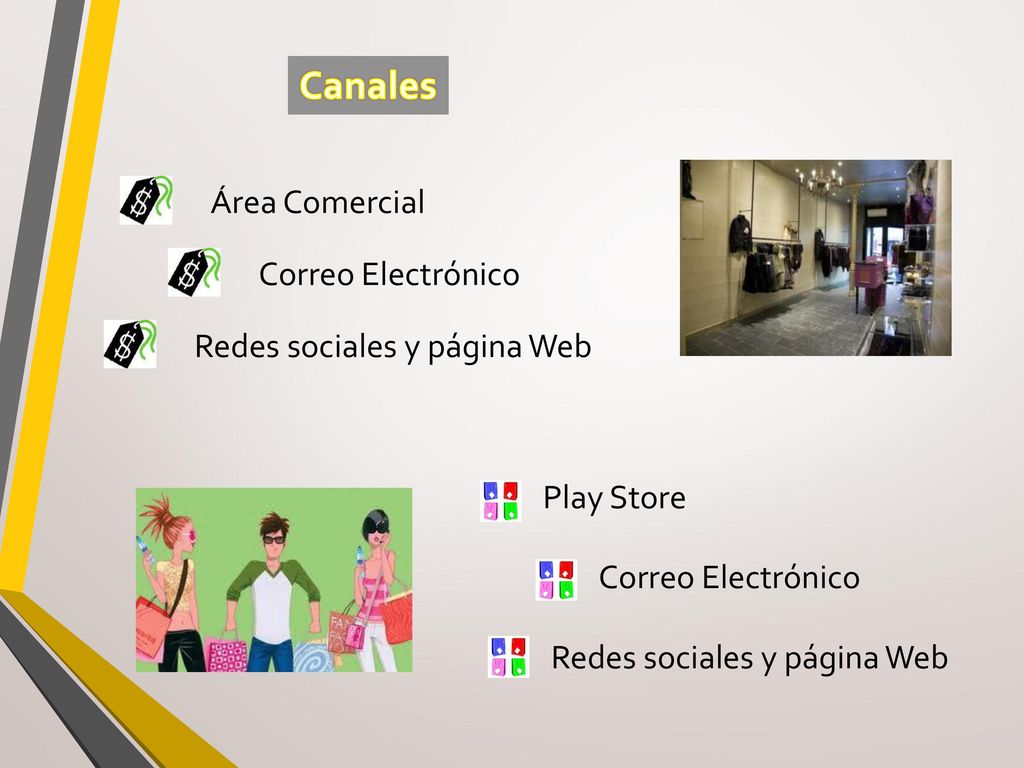 Canales Área Comercial Correo Electrónico Redes sociales y página Web