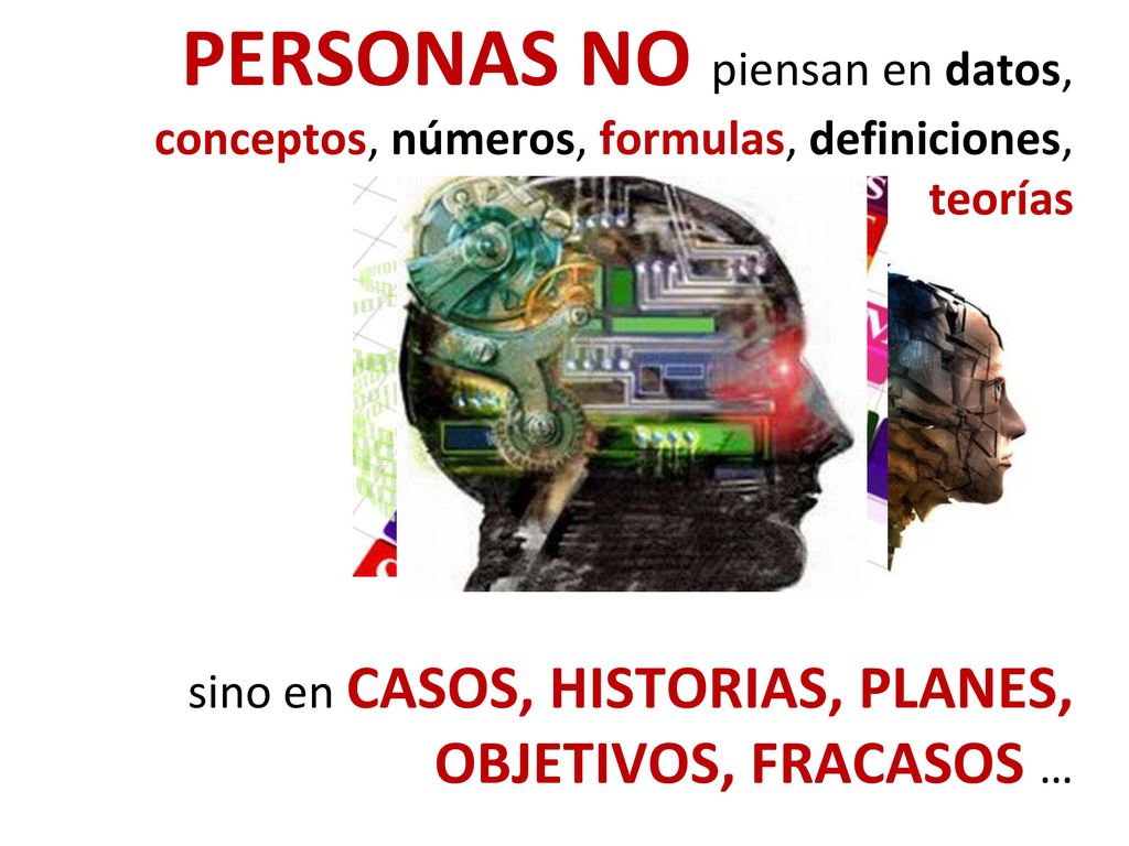 PERSONAS NO piensan en datos, conceptos, números, formulas, definiciones, teorías