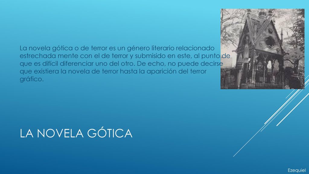 La novela gótica o de terror es un género literario relacionado estrechada mente con el de terror y submisido en este, al punto de que es difícil diferenciar uno del otro. De echo, no puede decirse que existiera la novela de terror hasta la aparición del terror gráfico.