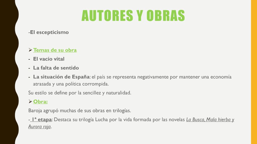 Autores y obras -El escepticismo Temas de su obra El vacío vital