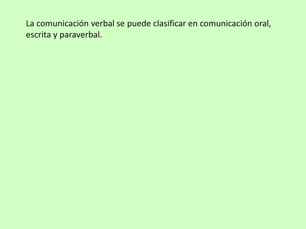 La comunicación verbal se puede clasificar en comunicación oral, escrita y paraverbal.