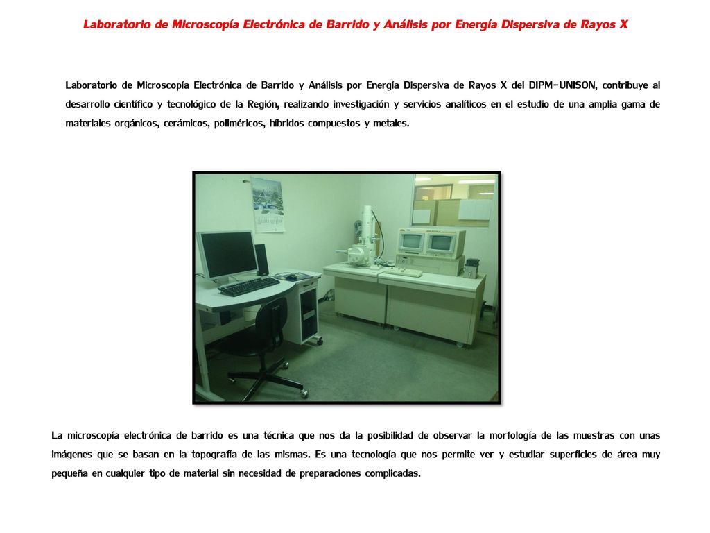 Laboratorio de Microscopía Electrónica de Barrido y Análisis por Energía Dispersiva de Rayos X