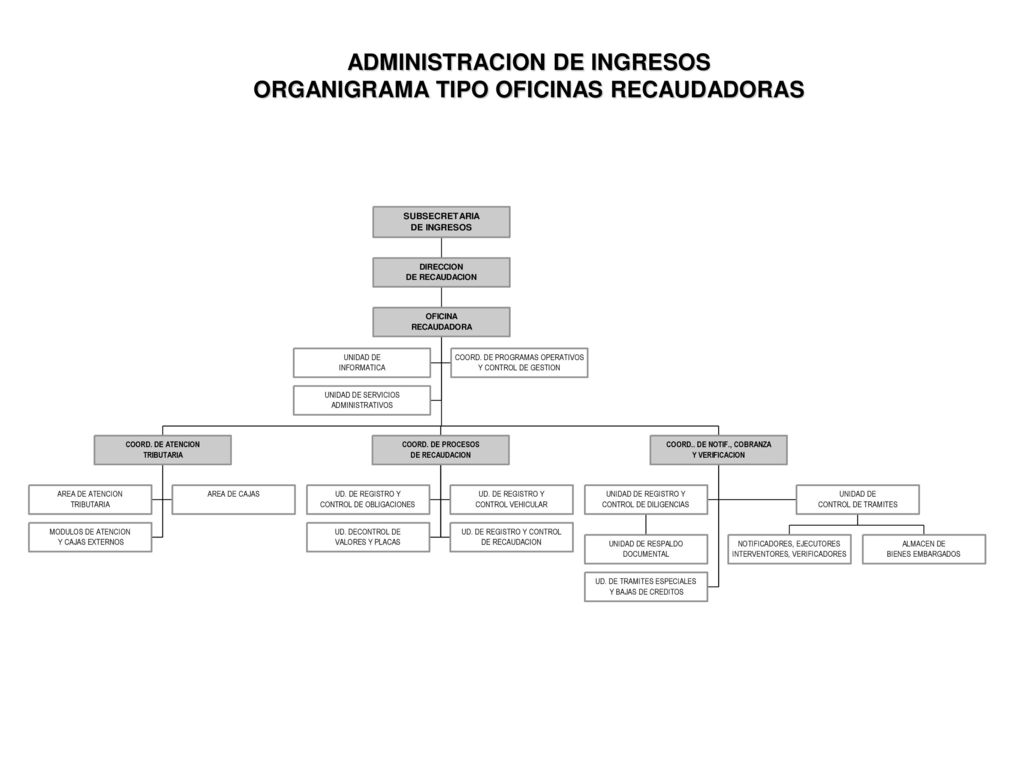 ADMINISTRACION DE INGRESOS ORGANIGRAMA TIPO OFICINAS RECAUDADORAS