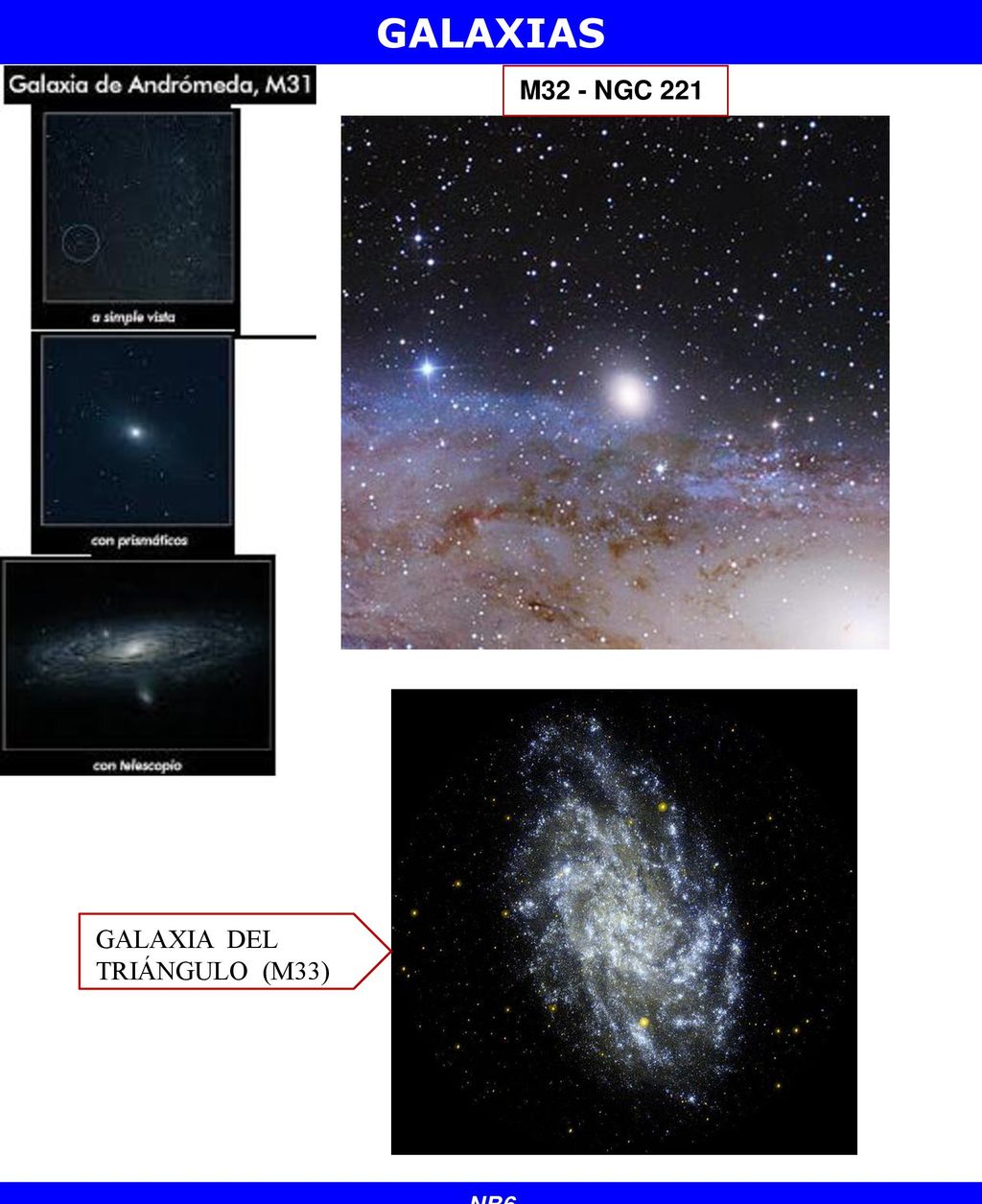 GALAXIAS M32 - NGC 221 GALAXIA DEL TRIÁNGULO (M33) NB6