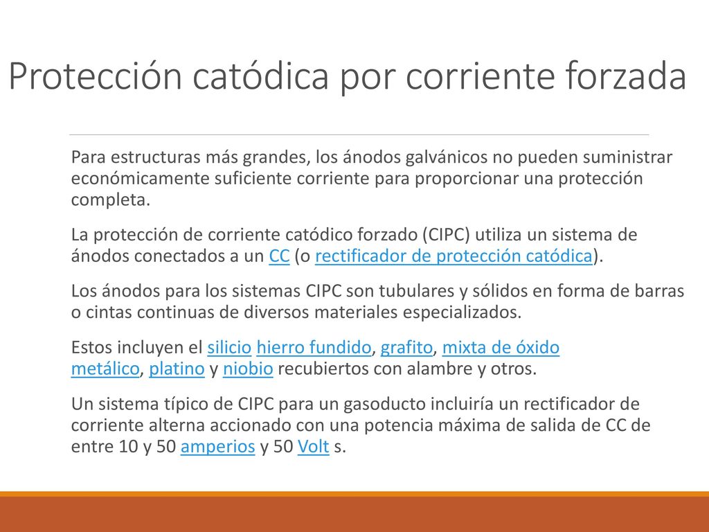 Protección catódica por corriente forzada