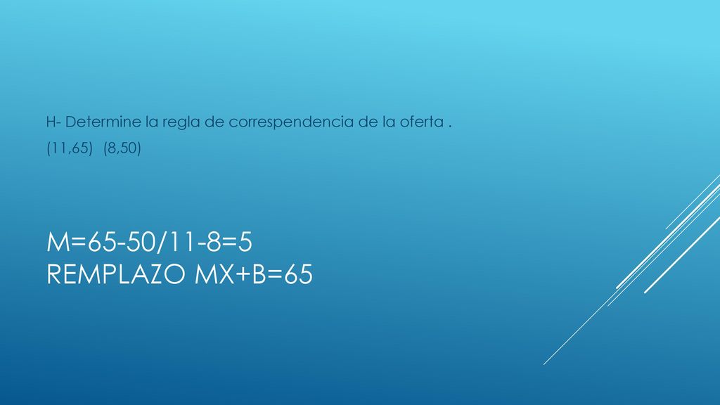 H- Determine la regla de correspendencia de la oferta . (11,65) (8,50)