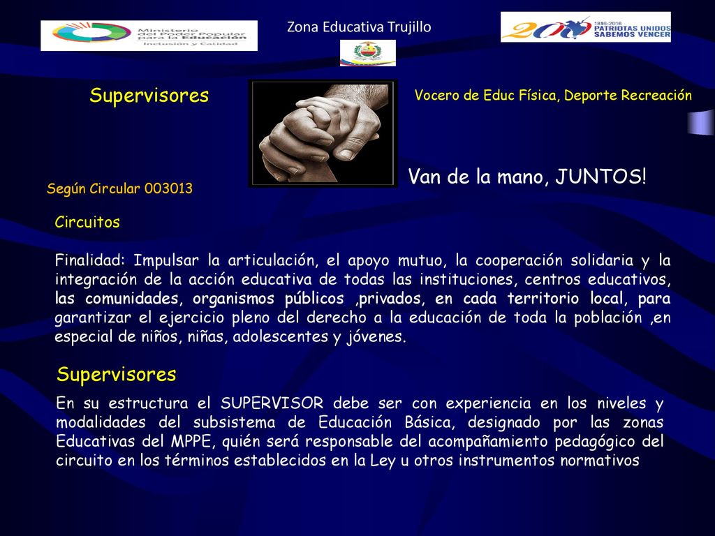 Supervisores Van de la mano, JUNTOS! Supervisores Circuitos