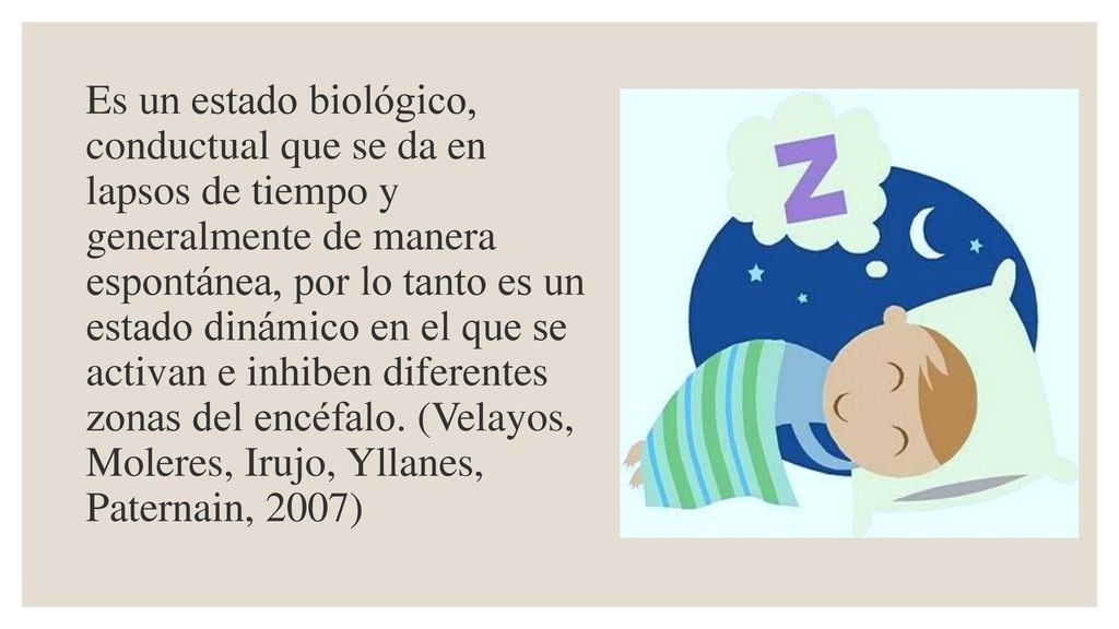 Es un estado biológico, conductual que se da en lapsos de tiempo y generalmente de manera espontánea, por lo tanto es un estado dinámico en el que se activan e inhiben diferentes zonas del encéfalo.