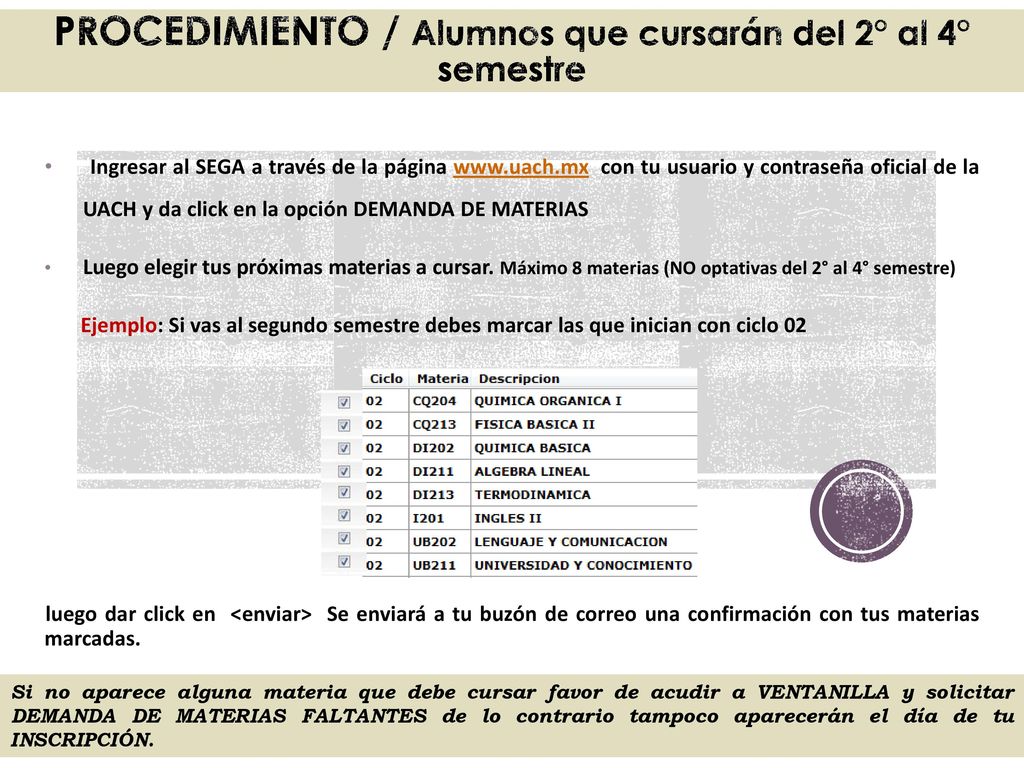PROCEDIMIENTO / Alumnos que cursarán del 2° al 4° semestre