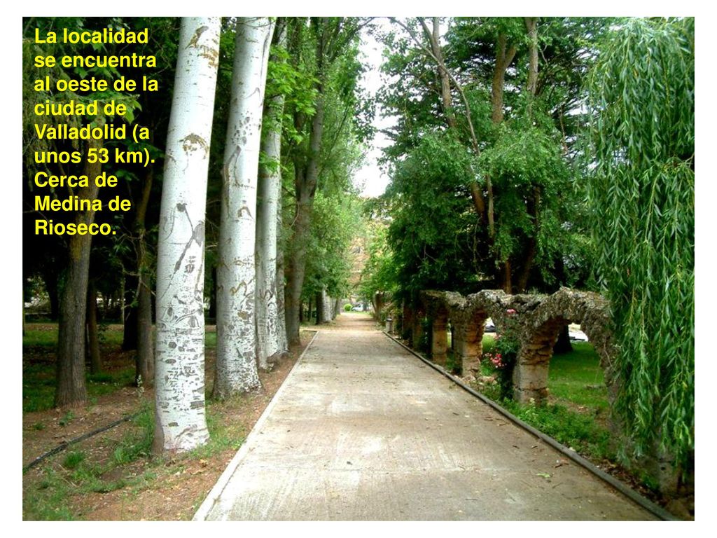 La localidad se encuentra al oeste de la ciudad de Valladolid (a unos 53 km).