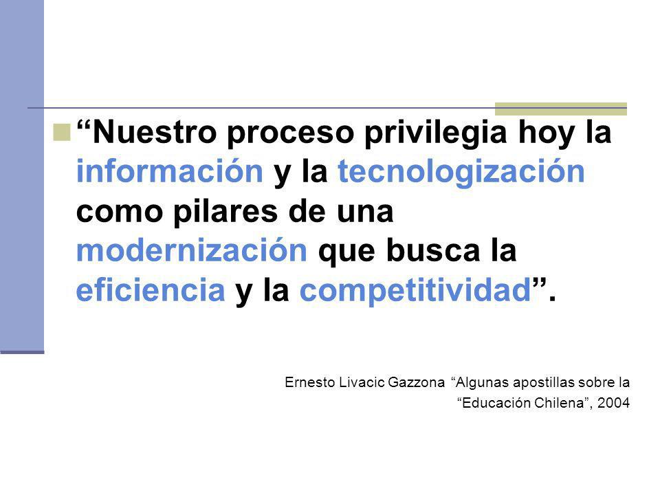 Nuestro proceso privilegia hoy la información y la tecnologización como pilares de una modernización que busca la eficiencia y la competitividad .