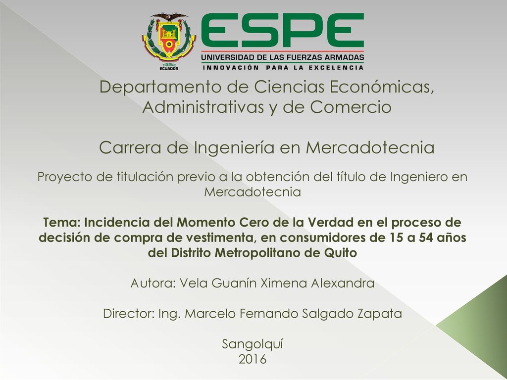 Departamento de Ciencias Económicas, Administrativas y de Comercio Carrera de Ingeniería en Mercadotecnia