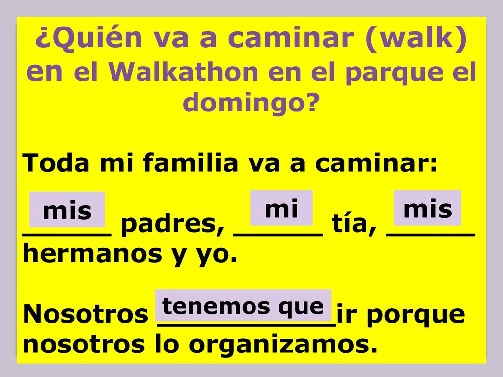 ¿Quién va a caminar (walk) en el Walkathon en el parque el domingo