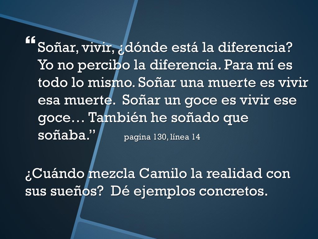 Soñar, vivir, ¿dónde está la diferencia. Yo no percibo la diferencia