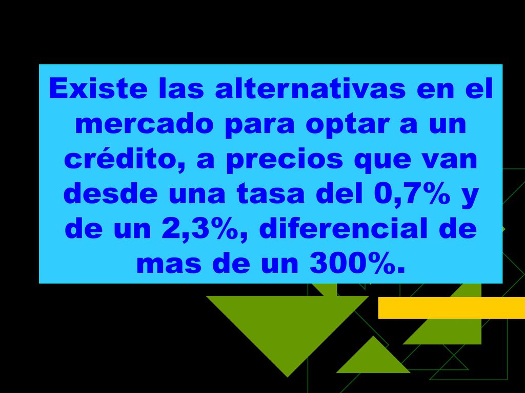 Existe las alternativas en el mercado para optar a un crédito, a precios que van desde una tasa del 0,7% y de un 2,3%, diferencial de mas de un 300%.