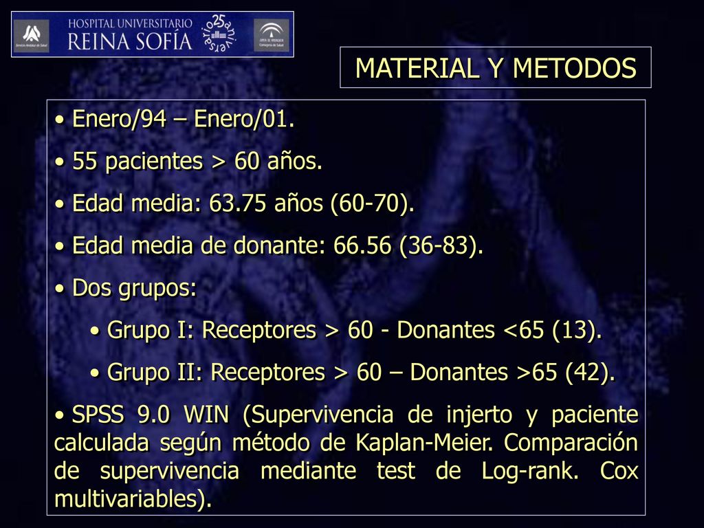 MATERIAL Y METODOS Enero/94 – Enero/ pacientes > 60 años.