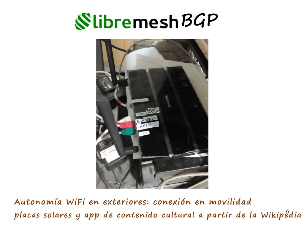 BGP Autonomía WiFi en exteriores: conexión en movilidad placas solares y app de contenido cultural a partir de la Wikipedia.