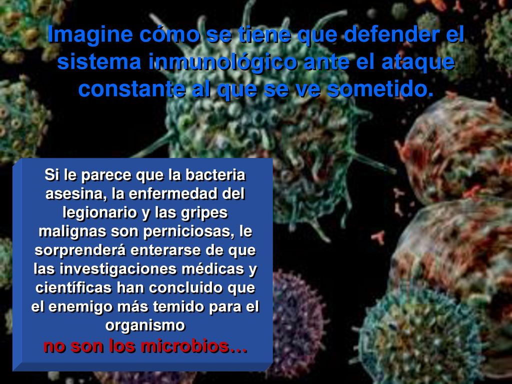 Imagine cómo se tiene que defender el sistema inmunológico ante el ataque constante al que se ve sometido.