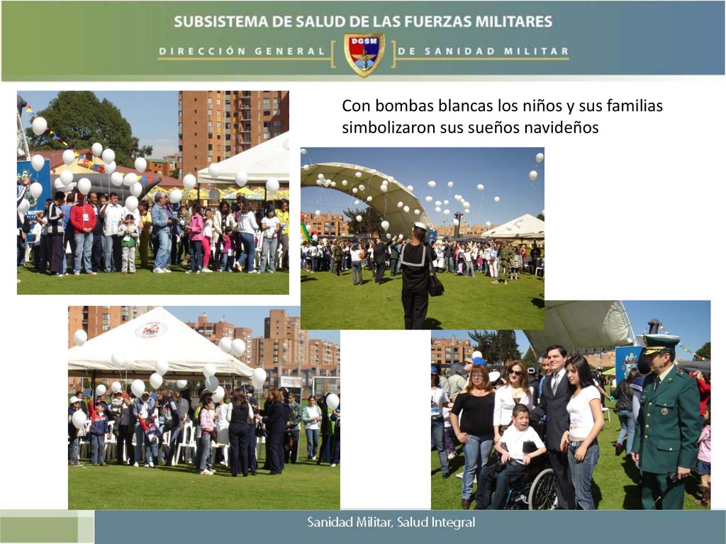 Con bombas blancas los niños y sus familias simbolizaron sus sueños navideños