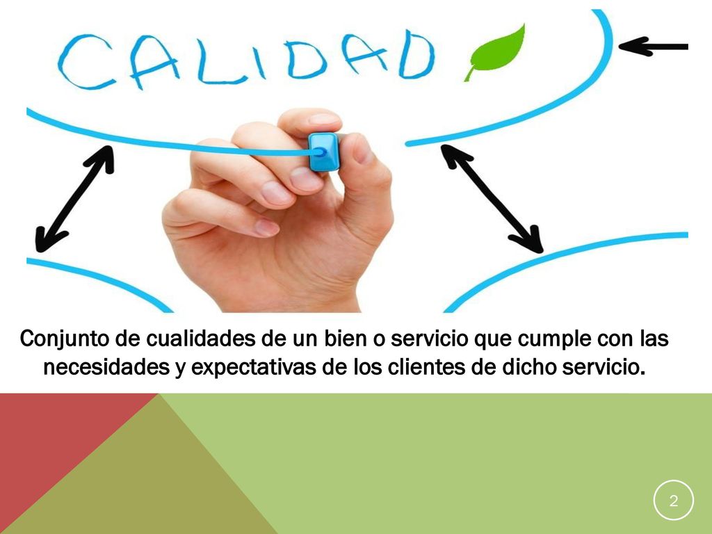 Conjunto de cualidades de un bien o servicio que cumple con las necesidades y expectativas de los clientes de dicho servicio.
