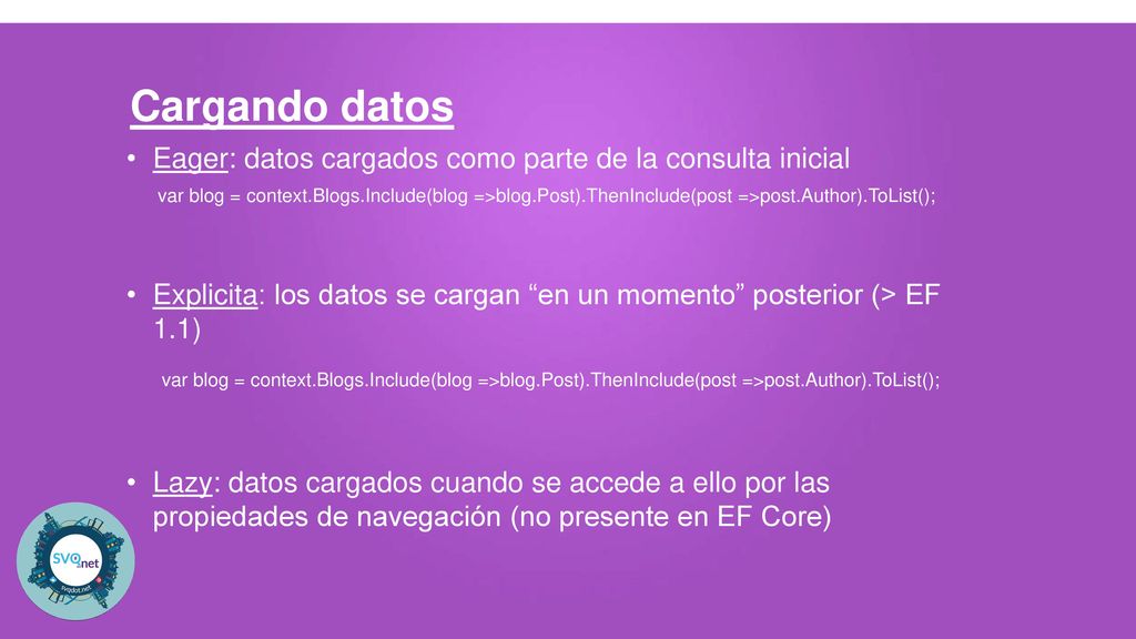 Cargando datos Eager: datos cargados como parte de la consulta inicial