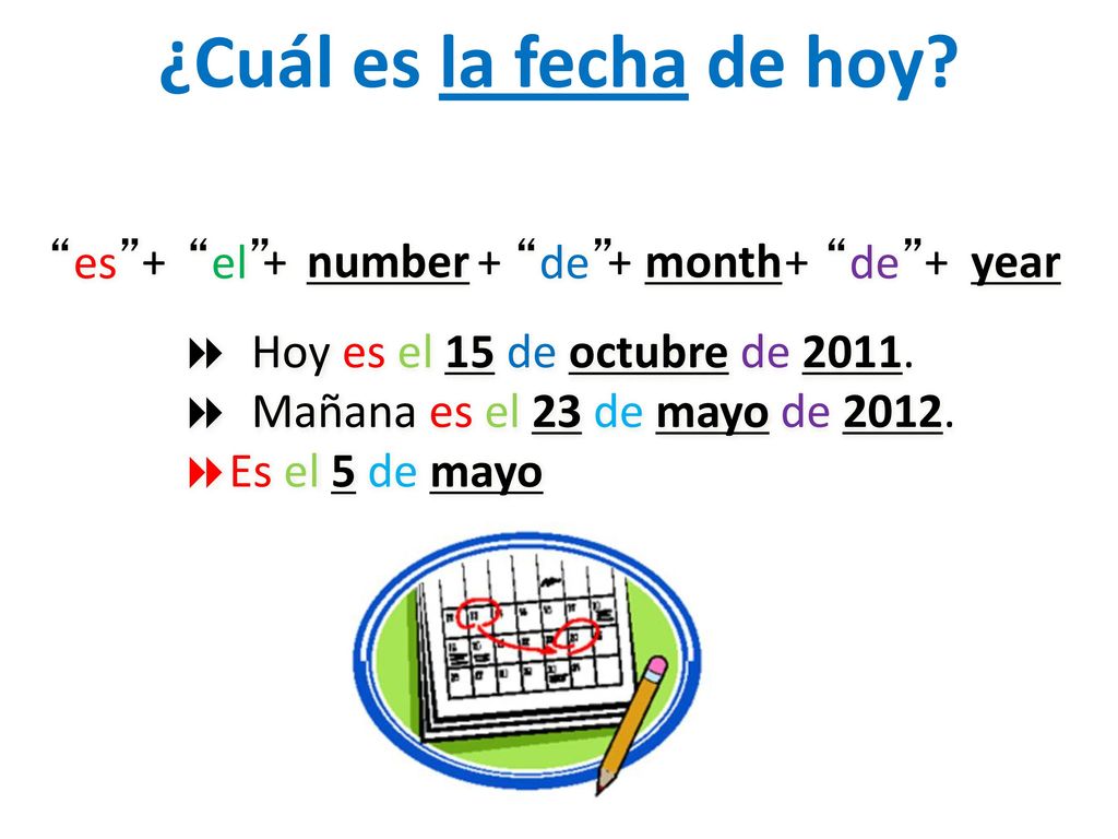 ¿Cuál es la fecha de hoy es + el number de month year