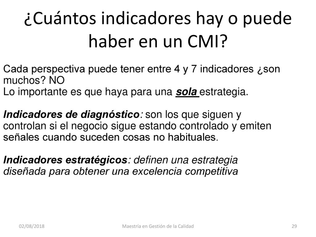¿Cuántos indicadores hay o puede haber en un CMI
