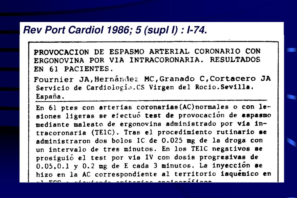 Rev Port Cardiol 1986; 5 (supl I) : I-74.