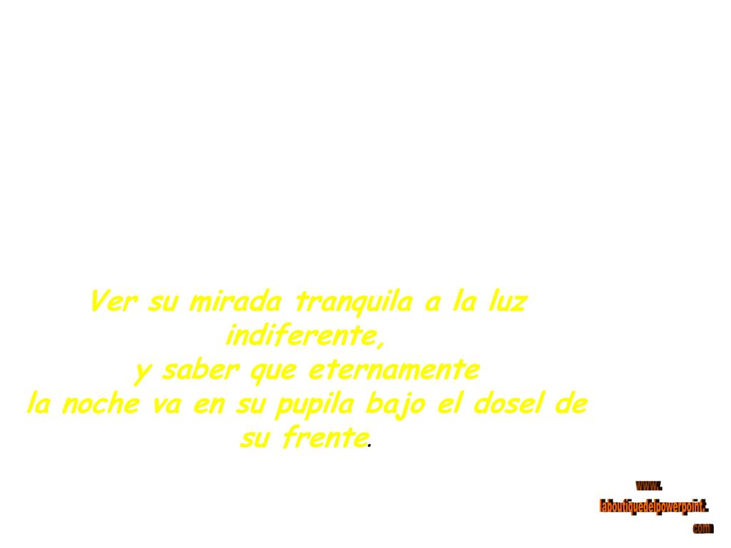 Ver su mirada tranquila a la luz indiferente, y saber que eternamente