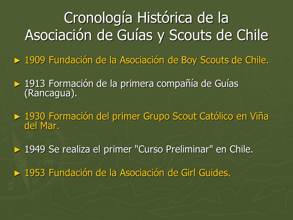 Cronología Histórica de la Asociación de Guías y Scouts de Chile