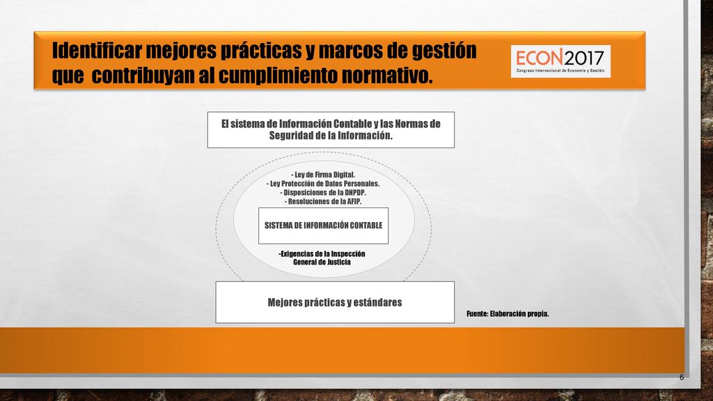 Identificar mejores prácticas y marcos de gestión que contribuyan al cumplimiento normativo.