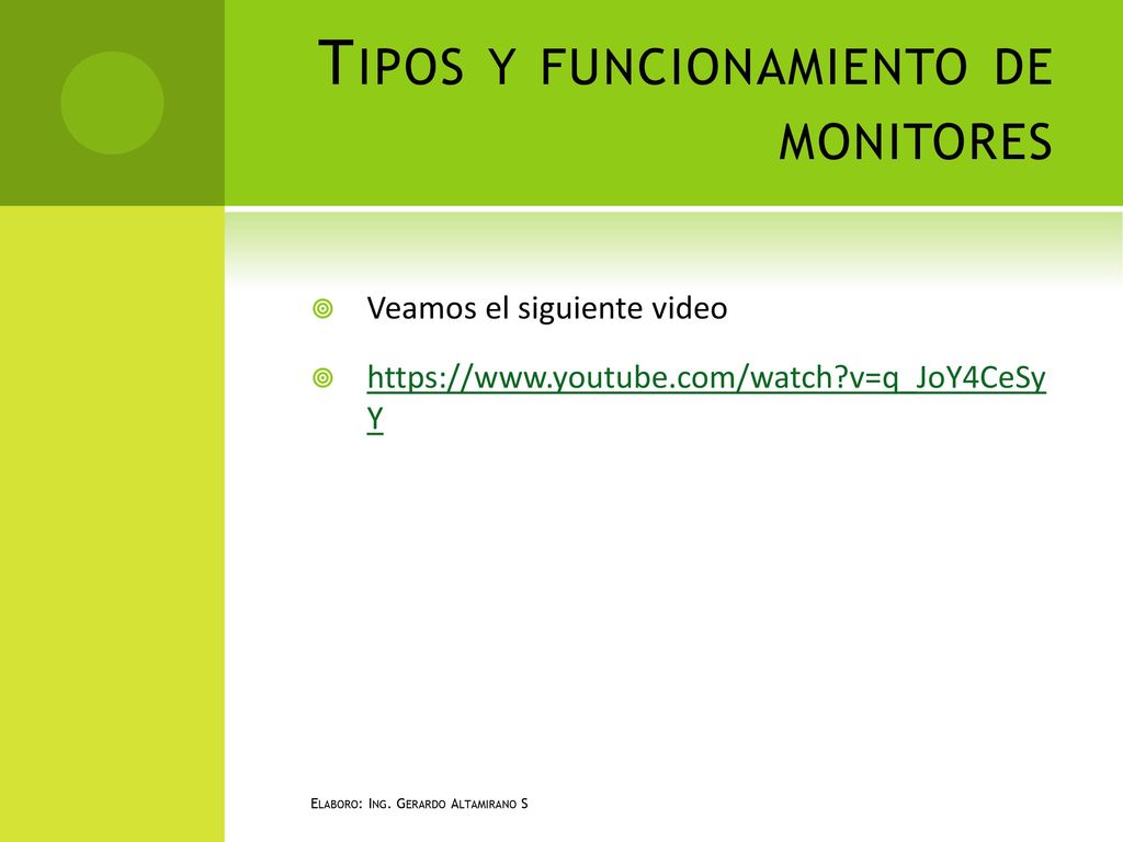 Tipos y funcionamiento de monitores