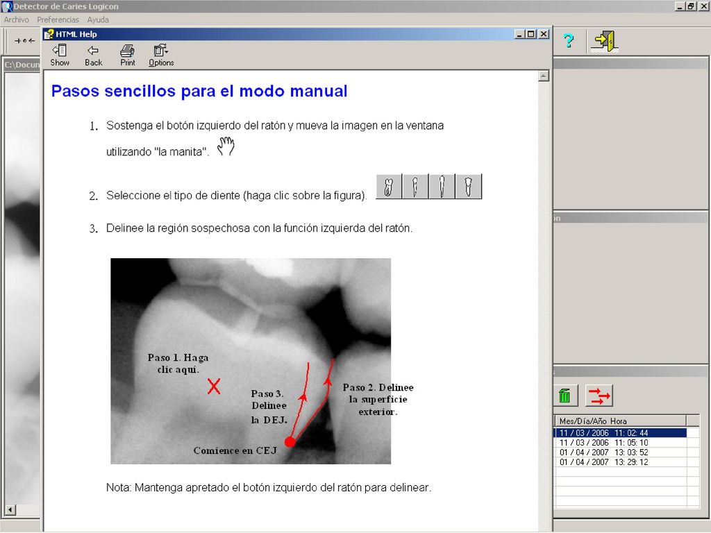 El modo manual incluye tres pasos que se deben seguir tal como se muestra.