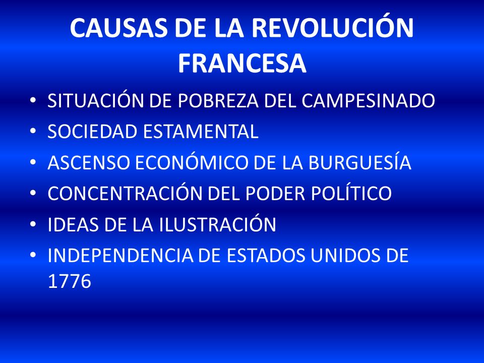 CAUSAS DE LA REVOLUCIÓN FRANCESA