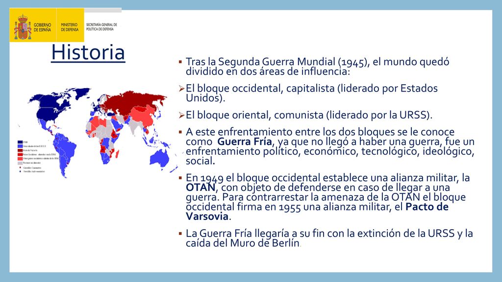 Historia Tras la Segunda Guerra Mundial (1945), el mundo quedó dividido en dos áreas de influencia: