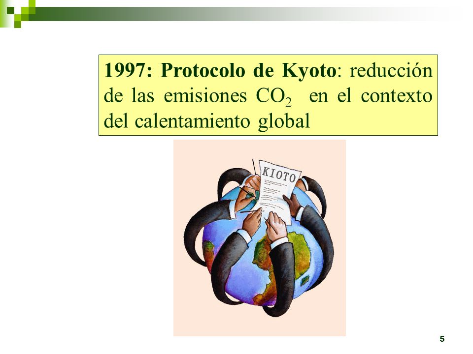 1997: Protocolo de Kyoto: reducción de las emisiones CO2 en el contexto del calentamiento global