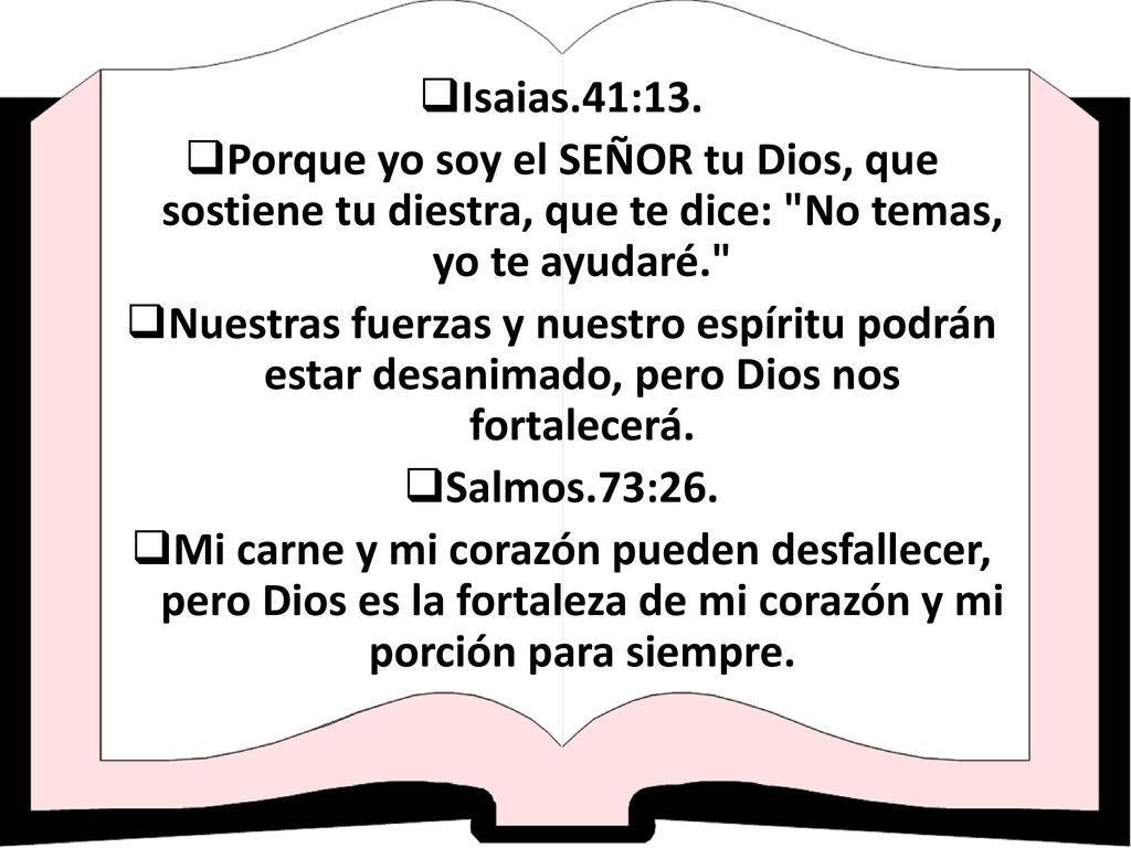 Isaias.41:13. Porque yo soy el SEÑOR tu Dios, que sostiene tu diestra, que te dice: No temas, yo te ayudaré.